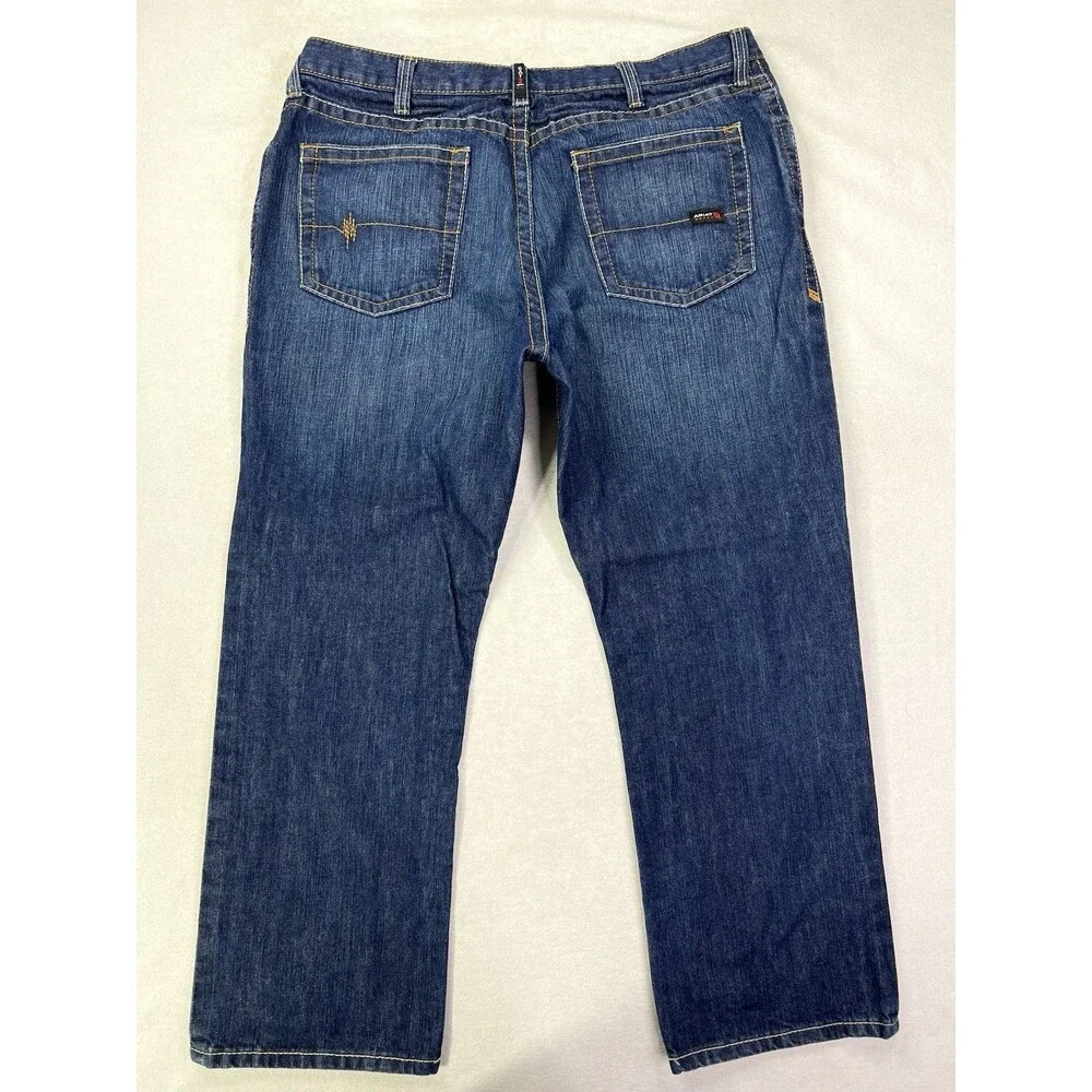 Ariat FR M4 Low Rise Boot Cut Jeans Mens 38x30 Blue Flame Resistant Denim